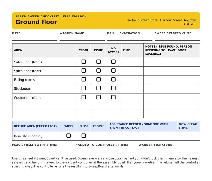 Printable paper warden checklist